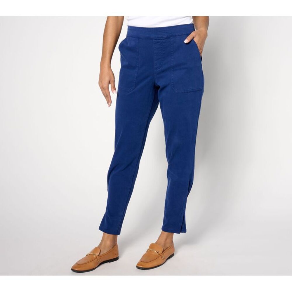 Legacy Women's Plus Sz Pants 20 Brushed Sateen Ankle w Pleated Hem Blue